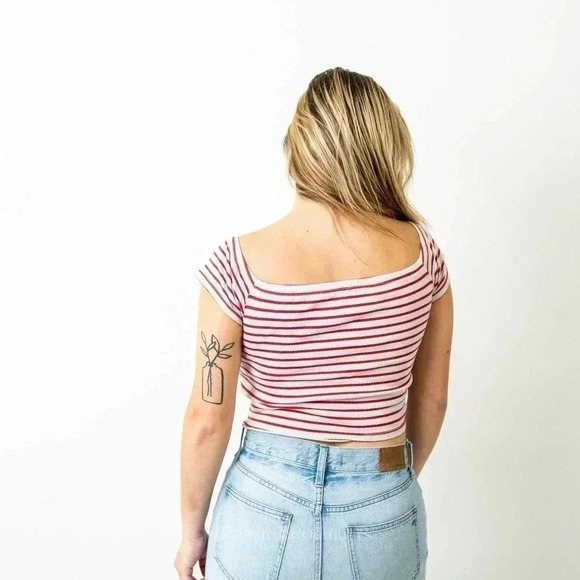 H&M Striped Crop Top Halter Tee Shirt - Picture 5 of 7